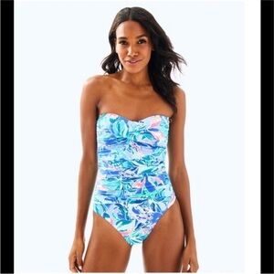Lilly Pulitzer Women's Blue and Pink Strapless Swimsuit 6
